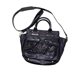 rag & bone Small Pilot Satchel Black Pebbled Leather Crossbody Bag Luxury Edgy